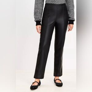 LOFT Faux Leather Black Straight Leg Pants